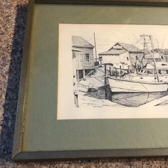 Goff Prints Framed and Matted Boat, Lobster Waterfront Scene - Picture 5 of 11